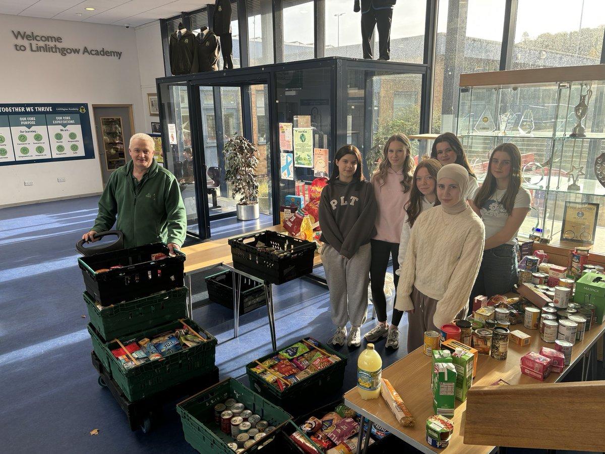 Linlithgow Academy (@linlithgow_acad) on Twitter photo Well done to our Equity Team who have helped organise all the food donations received this morning for collection by <a href="/wlfoodbank/">West Lothian Foodbank</a> Well done to our Equity Team who have helped organise all the food donations received this morning for collection by <a href="/wlfoodbank/">West Lothian Foodbank</a>