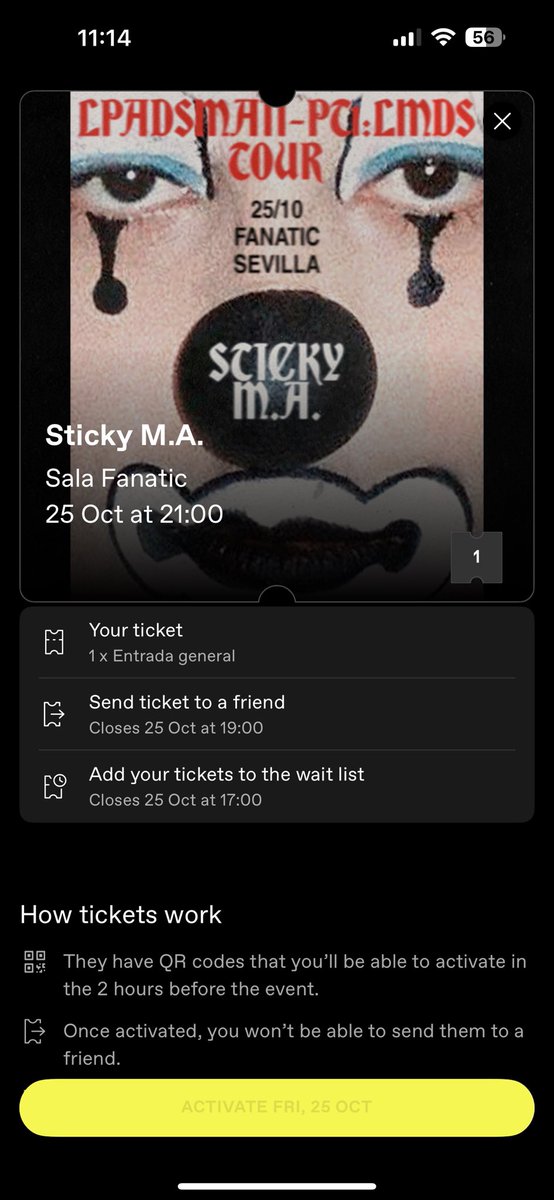 albertochf99's tweet photo. Vendo entrada para Sticky M.A. en sevilla 25 Octubre en la fanatic https://t.co/0dkaKlLsVP