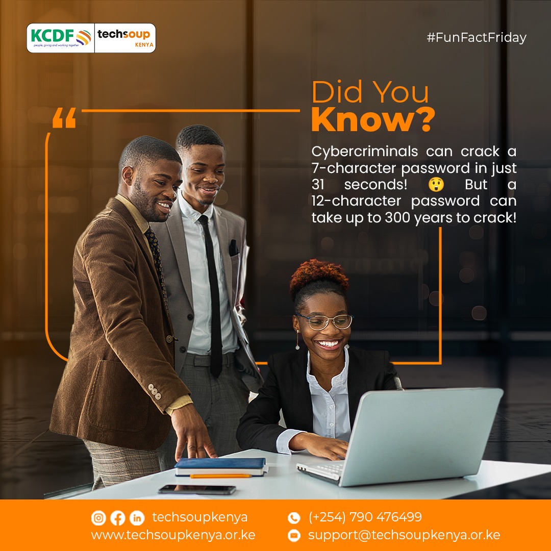 TechSoupKenya's tweet image. Strengthen your organization's cybersecurity by using longer, stronger passwords and multi-factor authentication. 

Stay secure with TechSoup Kenya’s discounted cybersecurity tools: bit.ly/3TF6uG6 

#CybersecurityAwarenessMonth #Bitdefender #Tech4Good #TechSoupKenya