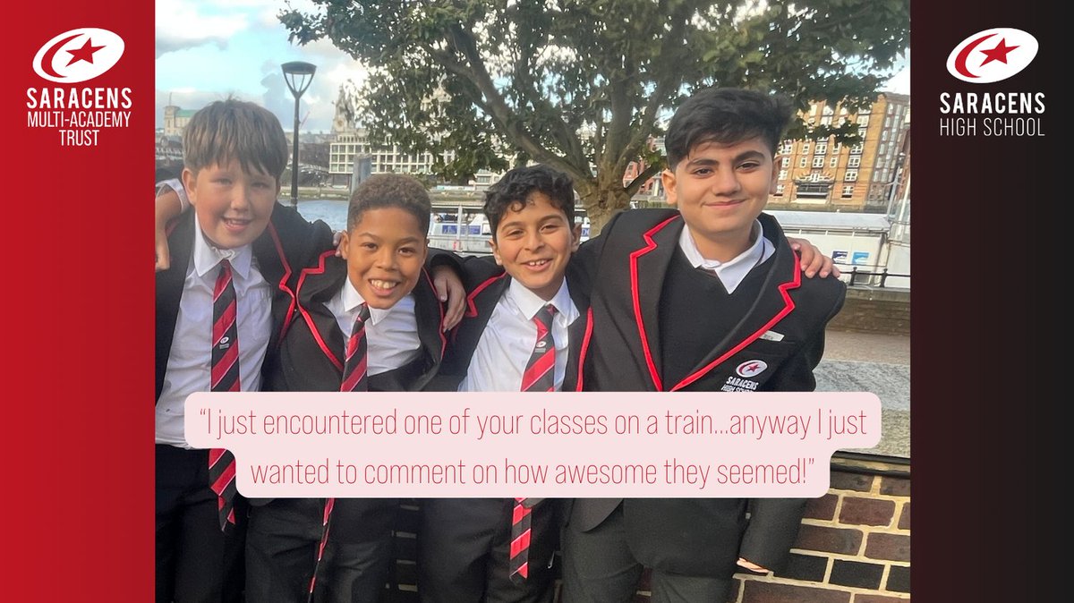 We love receiving emails like these from members of the public when they meet our children out-and-about on educational trips.

<a href="/SaracensMAT/">Saracens Multi-Academy Trust</a> #visitsatsaracenshigh #awesomeambassadors #livingthevalues #upstandingcitizens #younglondoners #londononourdoorstep