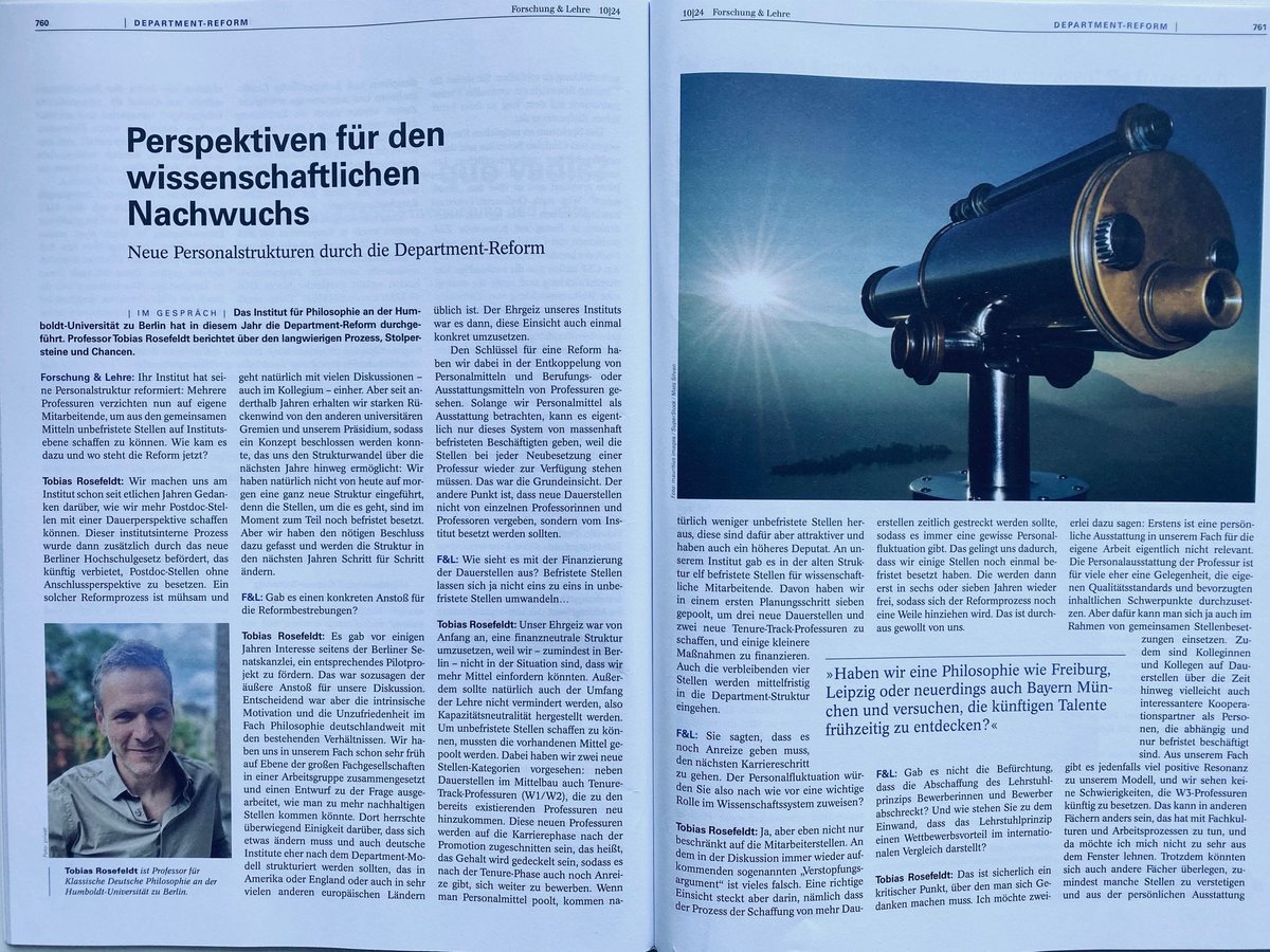 Was spricht dafür, vom Lehrstuhlsystem in ein Departmentsystem zu wechseln und wie macht man das, wenn man es sinnvoll findet? - Dazu wurde ich von "Forschung und Lehre" befragt.
#DieAndereUniversität #IchBinHanna