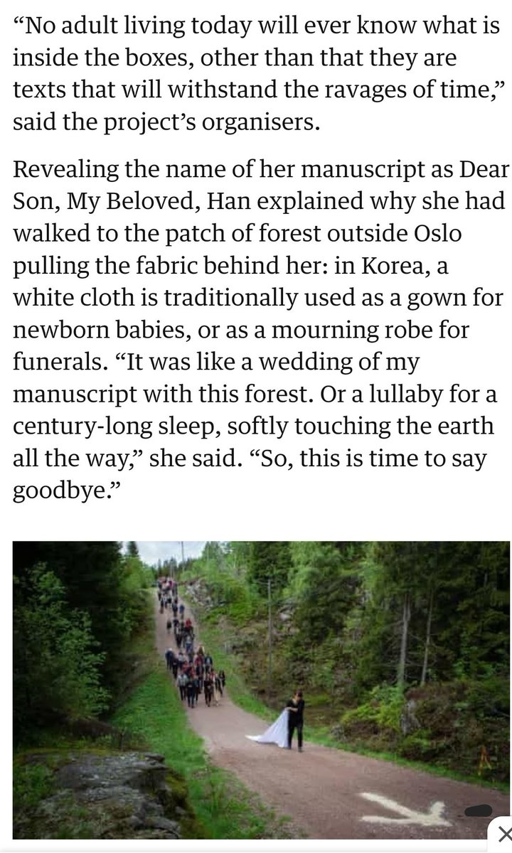 One of the most moving things I read about Han Kang was how she dragged a cloth through a Norwegian forest before wrapping it around her unseen book, locked away for 95 years.
She described it as a wedding of her manuscript with the forest or a lullaby for a century-long sleep