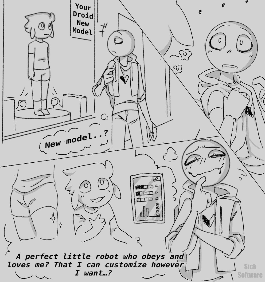 Sicksoftware's tweet image. Peter meets YD 🫣💙 My version of YN.
#YourBoyfriendGame 
I’m bad with comics, sorry!