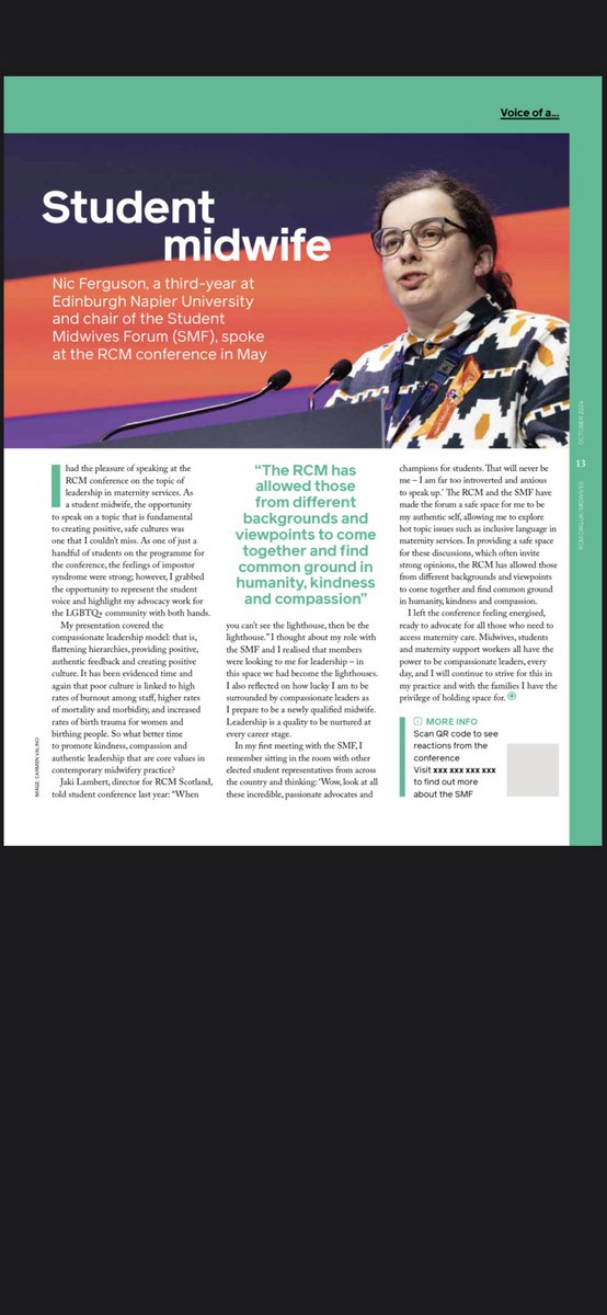 Nic Ferguson (she/they) (@midwiferynic) on Twitter photo Really fabulous to be published in this month’s edition of midwives’ magazine, writing for publication is something I’ve really enjoyed in my final year and I hope to continue as I move toward NQM life #midwifery #publication #studentmidwife <a href="/MidwivesRCM/">Royal College of Midwives 💙</a> <a href="/ScotlandRCM/">The RCM Scotland</a> Really fabulous to be published in this month’s edition of midwives’ magazine, writing for publication is something I’ve really enjoyed in my final year and I hope to continue as I move toward NQM life #midwifery #publication #studentmidwife <a href="/MidwivesRCM/">Royal College of Midwives 💙</a> <a href="/ScotlandRCM/">The RCM Scotland</a>