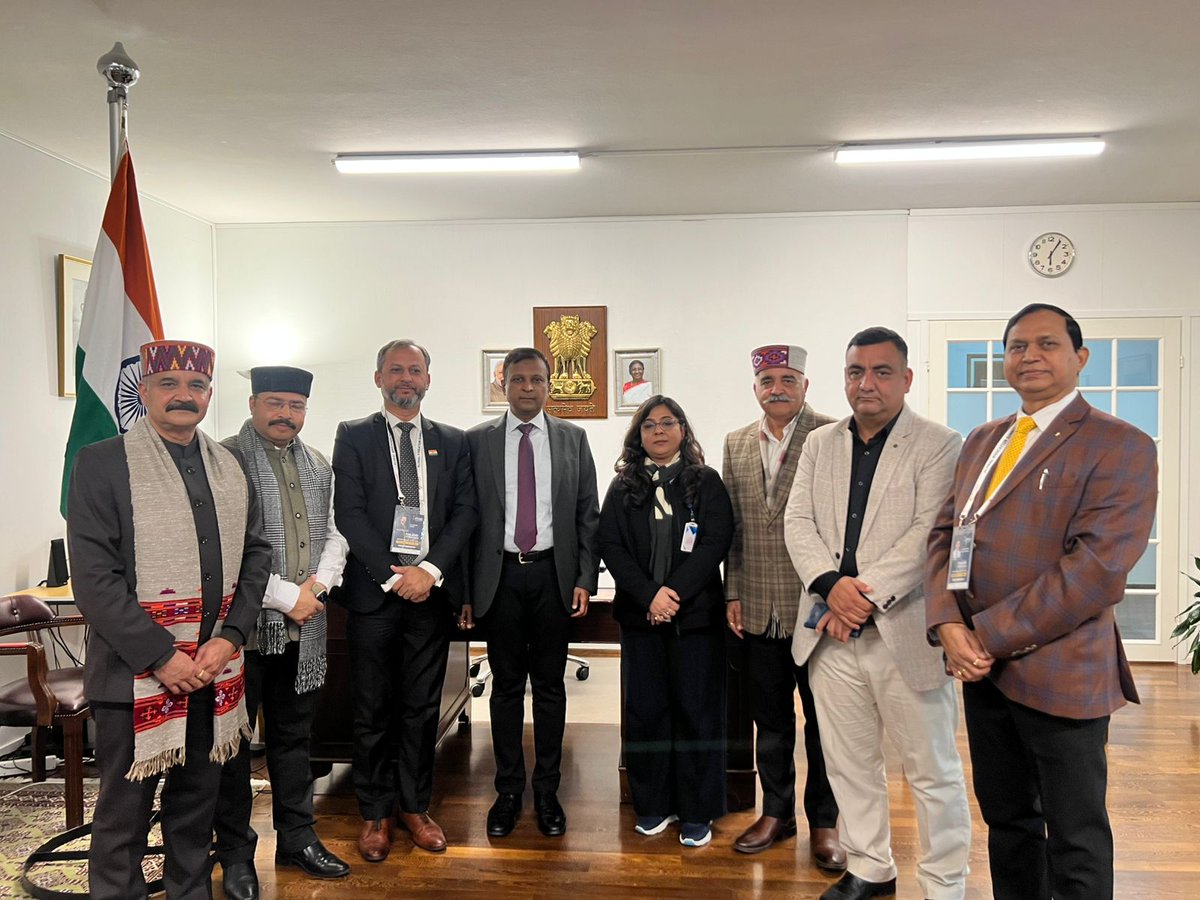Edtripsglobal's tweet photo. Heartfelt thanks to the Hon. Amb. of India Shri @HemantKotalwar to Finland @IndEmb_Fin for meeting with the Indian school leaders’ delegation in Finland. Your insights are invaluable as we explore the Finnish education system and foster global learning connections. #EdTripsGlobal https://t.co/KmjCy2wzki