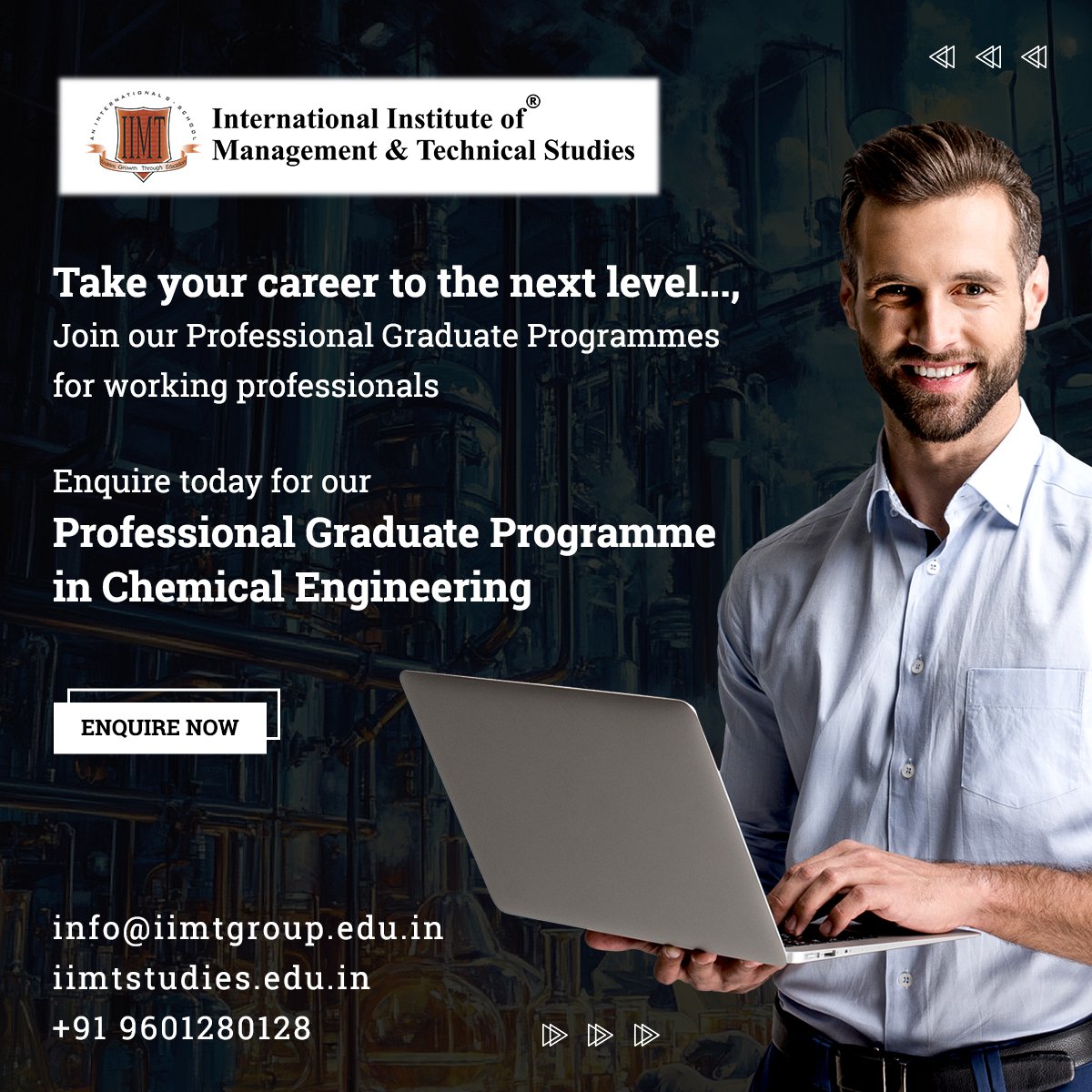 IIMTStudies's tweet image. Take your career to the next level...,
Join our Professional Graduate Programmes for working professionals...
#elearningcourses #eLearning #elearningplatform #elearningdevelopment #chemicalengineering #professionalgraduate #professionalcourses #chemicalcourse #chemicalindustry