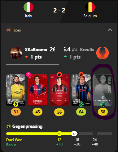 Lost by one point because the last man tackle of Bastoni was updated after the game.
Shouldn't the result of a rivals game also be updated afterwards? 🤔
#Sorare