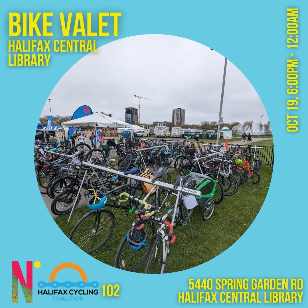 Did you know Nocturne had a valet service?😎 Well... kind of -- park your two-wheeled ride at the Nocturne Bike Valet for FREE, located at the Front Plaza of the Halifax Central Library. Personal scooters are welcome! Oct. 19, 6:00PM - Midnight 🚴🚴‍♀️🚴‍♂️#nochfx24
#nocturne
#halifax