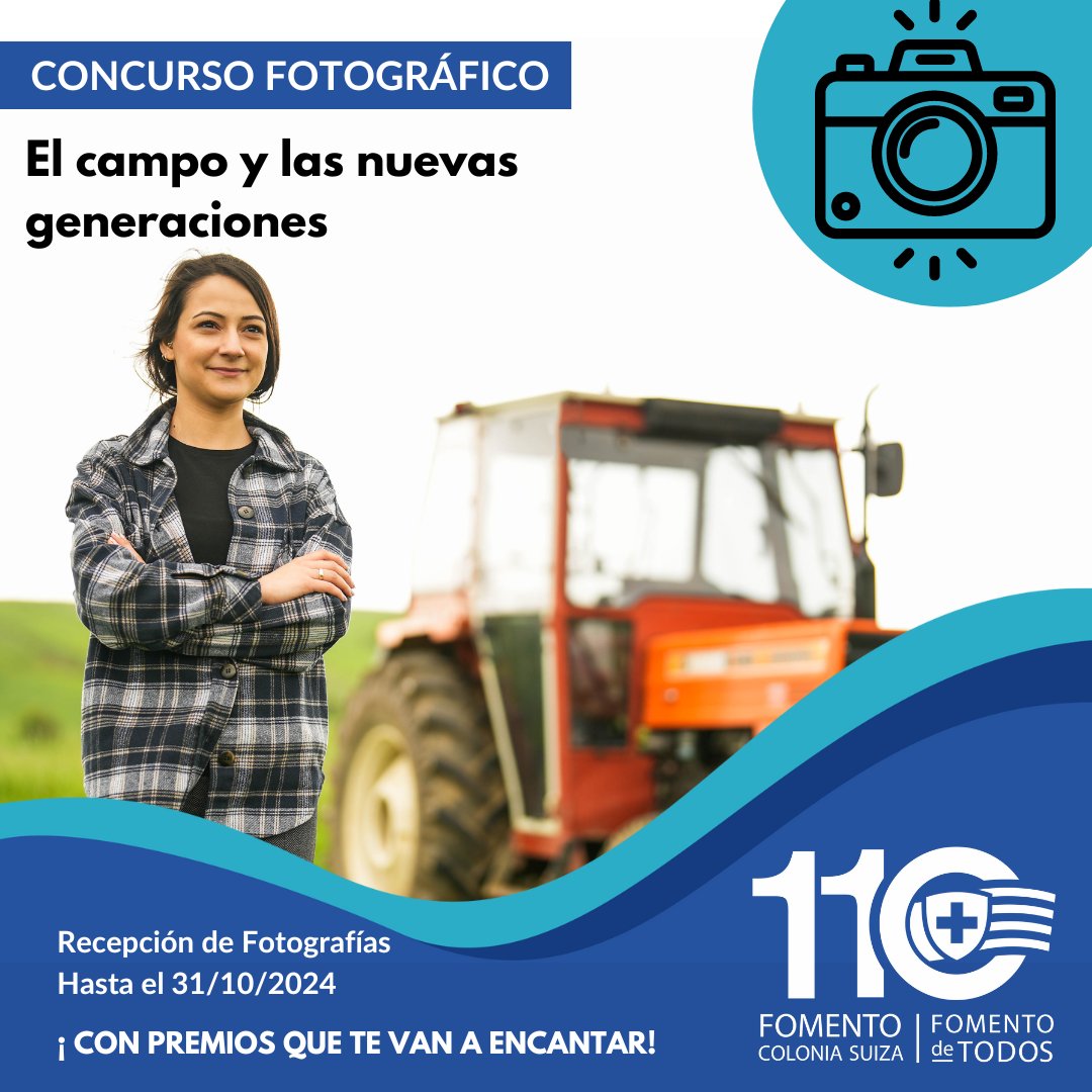 CAFUruguay's tweet photo. 📢Nuestra socia @fomentocolsuiza celebra su 110º aniversario invitando a participar de concurso fotográfico

📆Hasta el 31/10 se puede enviar fotos sobre: El campo y las nuevas generaciones 

Sumate y mostrá tu talento‼️ 📸😃

▶️Toda la info:
https://t.co/erbzqCaH8U https://t.co/tvgBqE7JXK