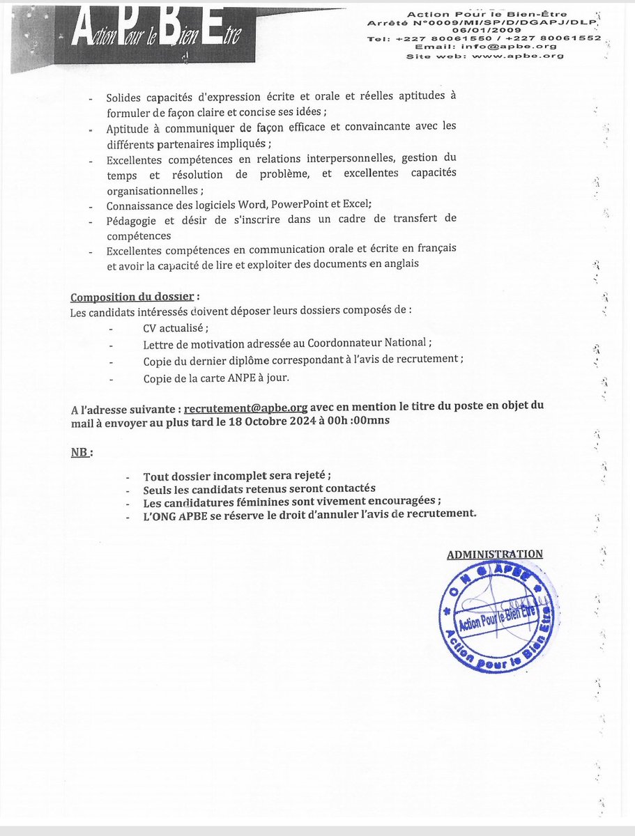 Action Pour le Bien-Être (APBE) tweet media
