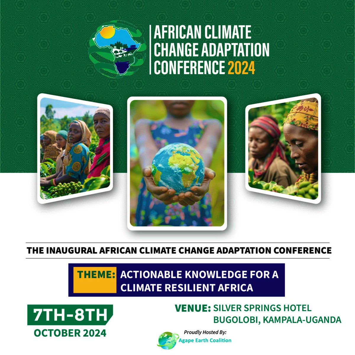 DerrickOtim5's tweet photo. Attending #ACCAC2024 hosted by @agape_earth was enlightening, but also serving as Programs Manager made it truly unforgettable. I was also honored to join a panel discussion on developing countries' role in climate adaptation, emphasizing the importance of harnessing 

1/4 https://t.co/Dux8JwoYuq