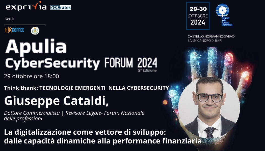 Exprivia_CY's tweet photo. ‼️#ApuliaCyberSecurityForum2024‼️
29-30 ottobre       
Think Thank “TECNOLOGIE EMERGENTI NELLA CYBERSECURITY"    
Speaker: @pippicataldi @dottorecataldi  #ForumNazionaleDelleProfessioni 

Registrati gratuitamente: https://t.co/rjqHL0GnnC
#CyberSecMonth #ThinkB4UClick #ECSM https://t.co/9dn0MPjn6j