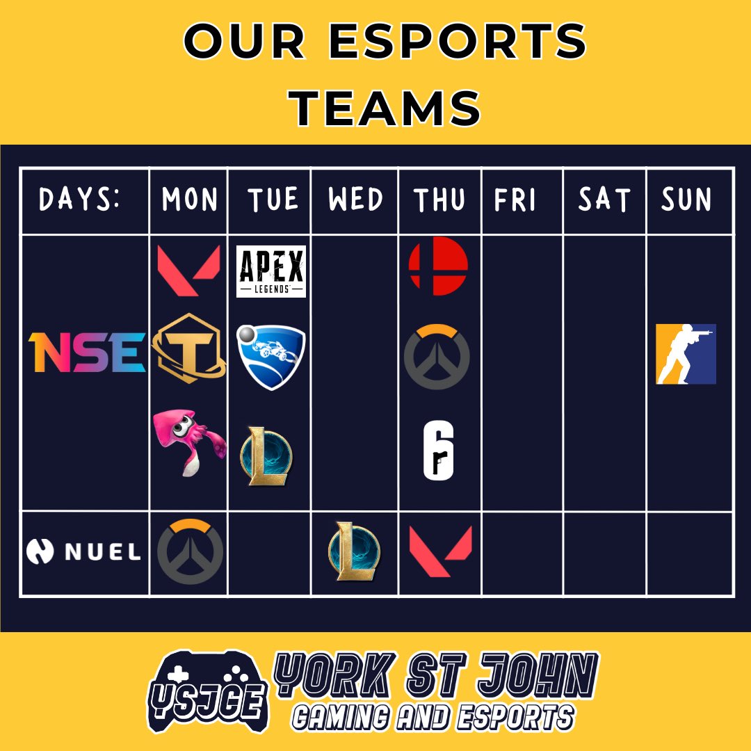 REMINDER: Sign ups for our esports teams close at 5pm TODAY (11th October)!! ✅

Remember to purchase your memberships, and fill in the form in our instagram bio for an invite to our discord 🫡

Any questions, DM US!! 📬