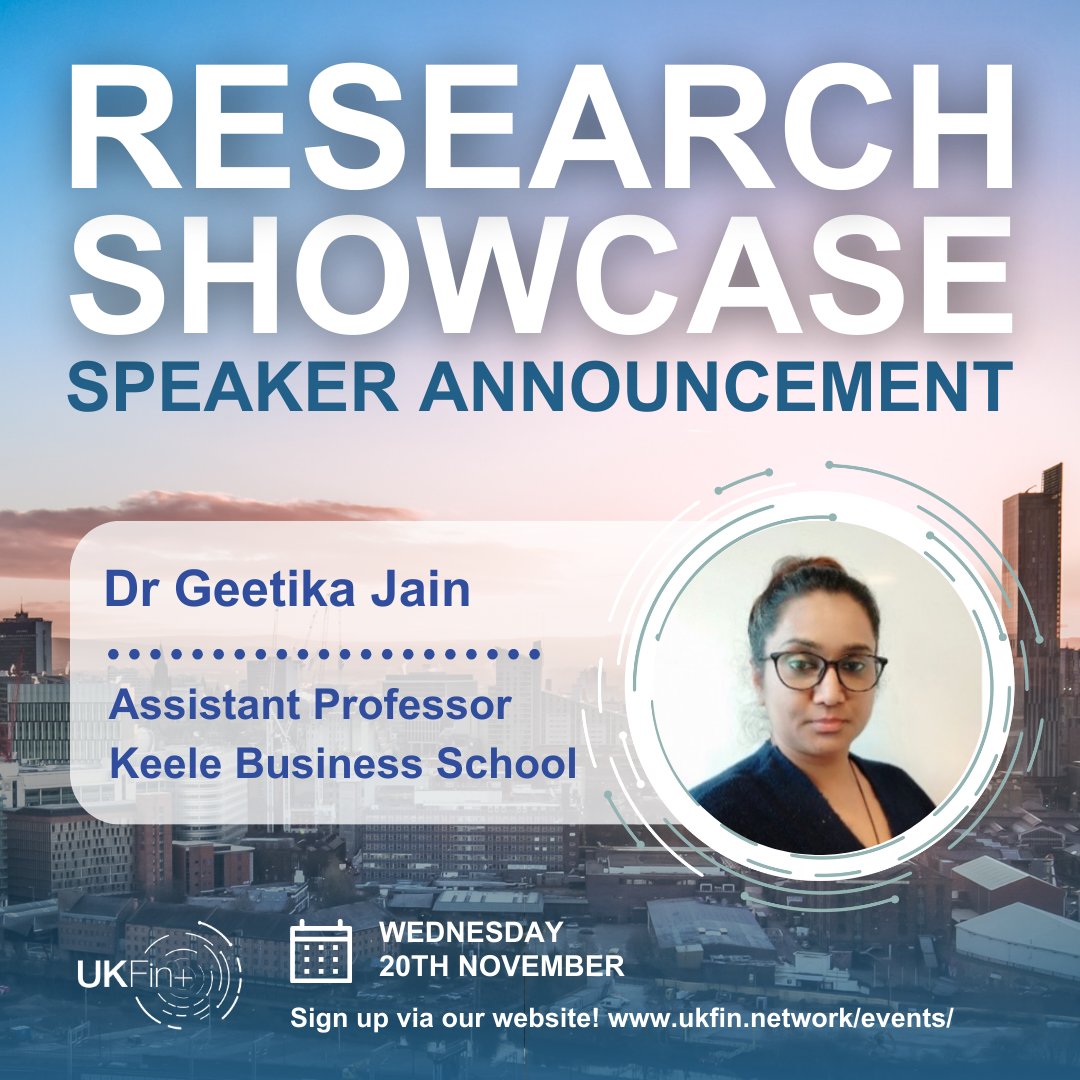 🎉We’re delighted to present the second speaker from our funded projects featured in the Game-changing technology spotlight: Dr. Geetika Jain. The event will be on 20.11.24 in Manchester. Sign up here: ukfin.network/ukfin-research…