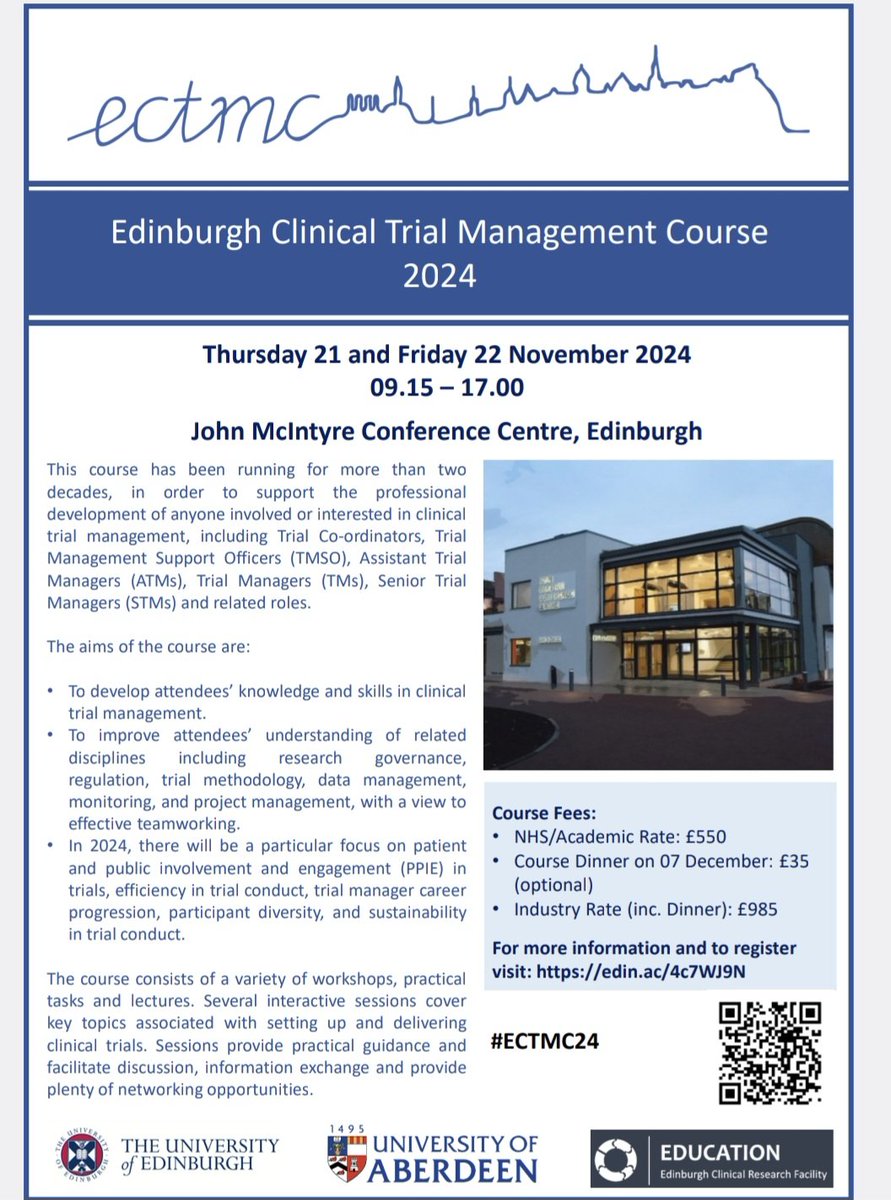 Come join me and an amazing team at ECTMC 2024! This year the focus is on patient and public involvement and engagement (PPIE) in trials, efficiency in trial conduct, trial manager career progression, participant diversity, and sustainability in trial conduct.