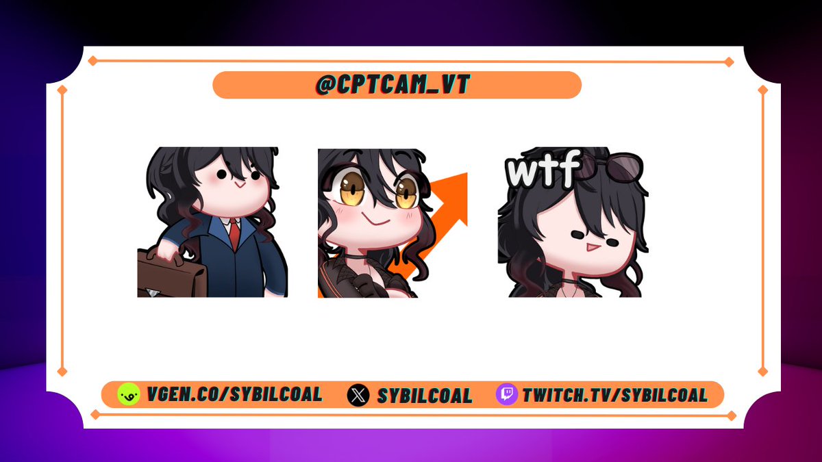 "wtf"

Thanks <a href="/SybilCoal/">Sybil Coal🔥🐺Hellhound VTuber</a> for the new emotes, now available on Discord and Twitch! Long day in the office? Camille has got your back!!

Please go check out Sybils Vgen here! vgen.co/sybilcoal

Base: @/takiimikiku