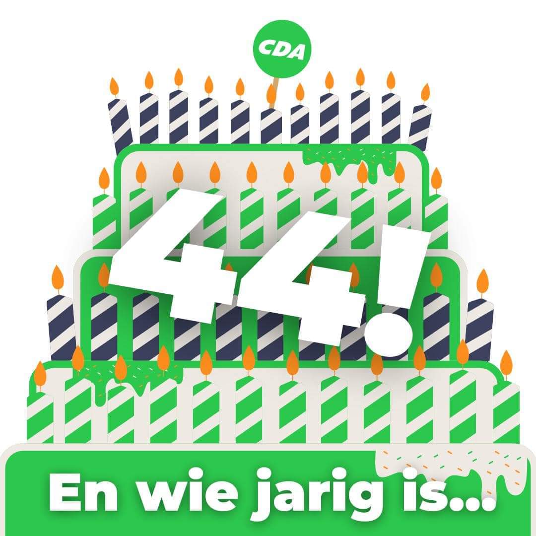 CDAdfm's tweet photo. Het is vandaag een belangrijke dag: onze verjaardag! Het CDA mag vandaag namelijk 44 kaarsjes uitblazen! 🎂

En wie jarig is, trakteert! 🎈 Word vandaag nog CDA’er en verzeker jouw plek voor een gezellige lunch op ons partijcongres! 🍽️
👉🏼 https://t.co/m24MgWUAz6 https://t.co/FOIqvWmwYD