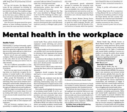 Another day Another article in <a href="/LsNewsday/">Newsday Lesotho</a>