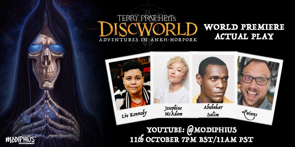 Modiphius (@modiphius) on Twitter photo 🐢Watch @quinns108 @jcvim <a href="/doesdarkmagic/">Liv Kennedy | oliviadoesdarkmagic</a> and @abzybabzy act with utmost professionalism, and crucially, avoid any more paperwork than absolutely necessary as they play Discworld: Adventures in Ankh-Morpork at 7pm BST / 11am PT buff.ly/3BDbUeK
#Discworld #ttrpg 🐢Watch @quinns108 @jcvim <a href="/doesdarkmagic/">Liv Kennedy | oliviadoesdarkmagic</a> and @abzybabzy act with utmost professionalism, and crucially, avoid any more paperwork than absolutely necessary as they play Discworld: Adventures in Ankh-Morpork at 7pm BST / 11am PT buff.ly/3BDbUeK
#Discworld #ttrpg