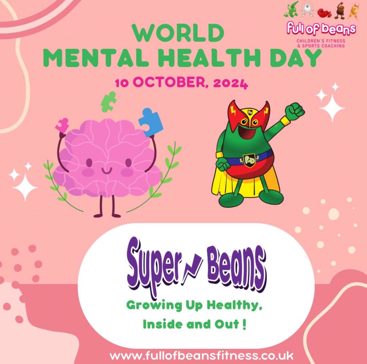 full of beans we focus on mental health everyday! <a href="/FOBNorthEast/">Full of Beans Childrens Fitness & Sport North East</a> have an amazing program that we deliver within schools all year round,
SUPER BEANS which is our 10 week wellbeing program for KS1 &amp; KS2.

For more info please contact JP email: johnpaul@fullofbeansfitness.co.uk