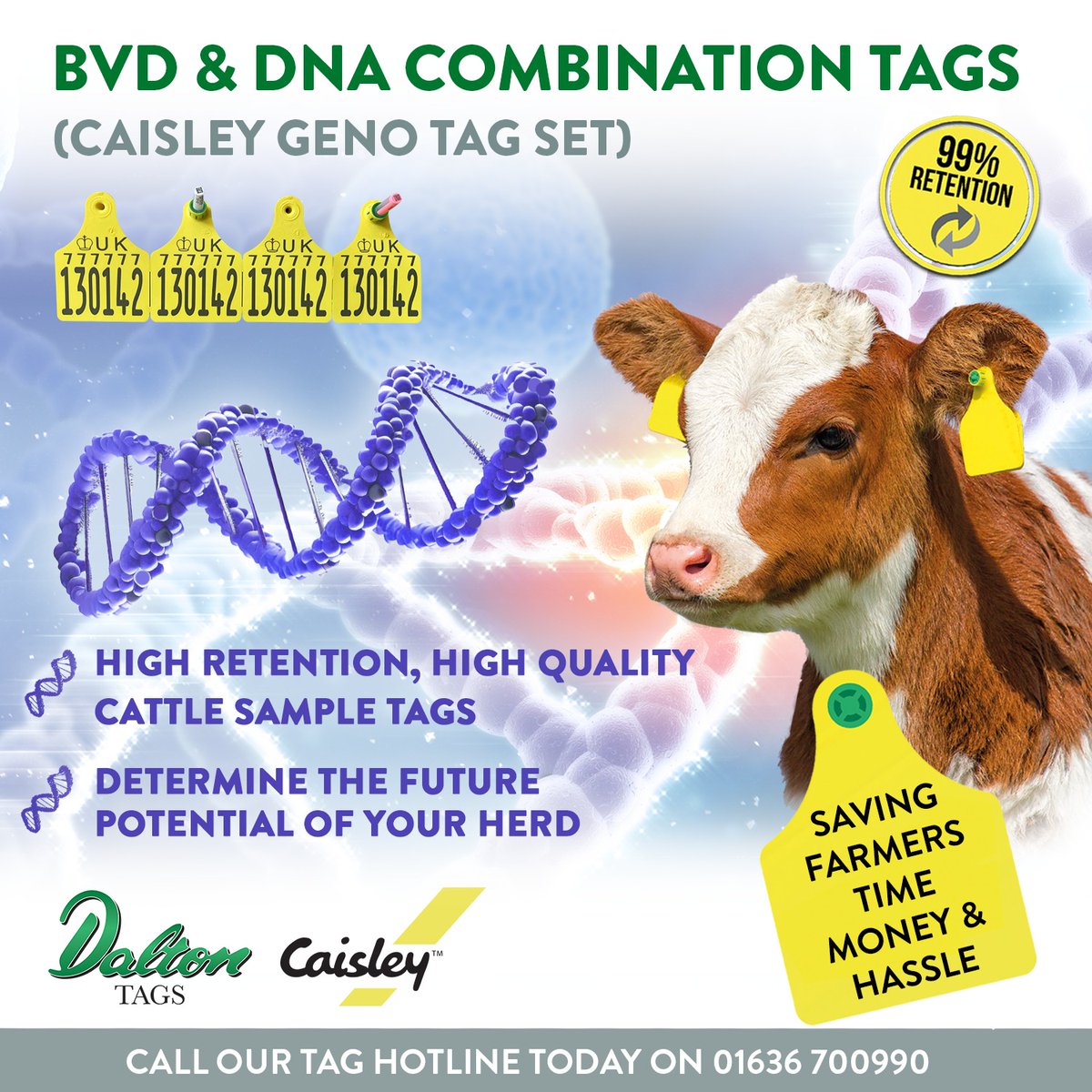 𝐈𝐧𝐭𝐫𝐨𝐝𝐮𝐜𝐢𝐧𝐠 𝐂𝐚𝐢𝐬𝐥𝐞𝐲 𝐁𝐕𝐃 &amp; 𝐃𝐍𝐀 𝐂𝐨𝐦𝐛𝐢𝐧𝐚𝐭𝐢𝐨𝐧 𝐓𝐚𝐠𝐬

Unlock insights into your herd's future potential and optimise breeding strategies for increased profitability.

T. 01636 700990
E. sales@daltontags.co.uk
W. daltontags.co.uk
