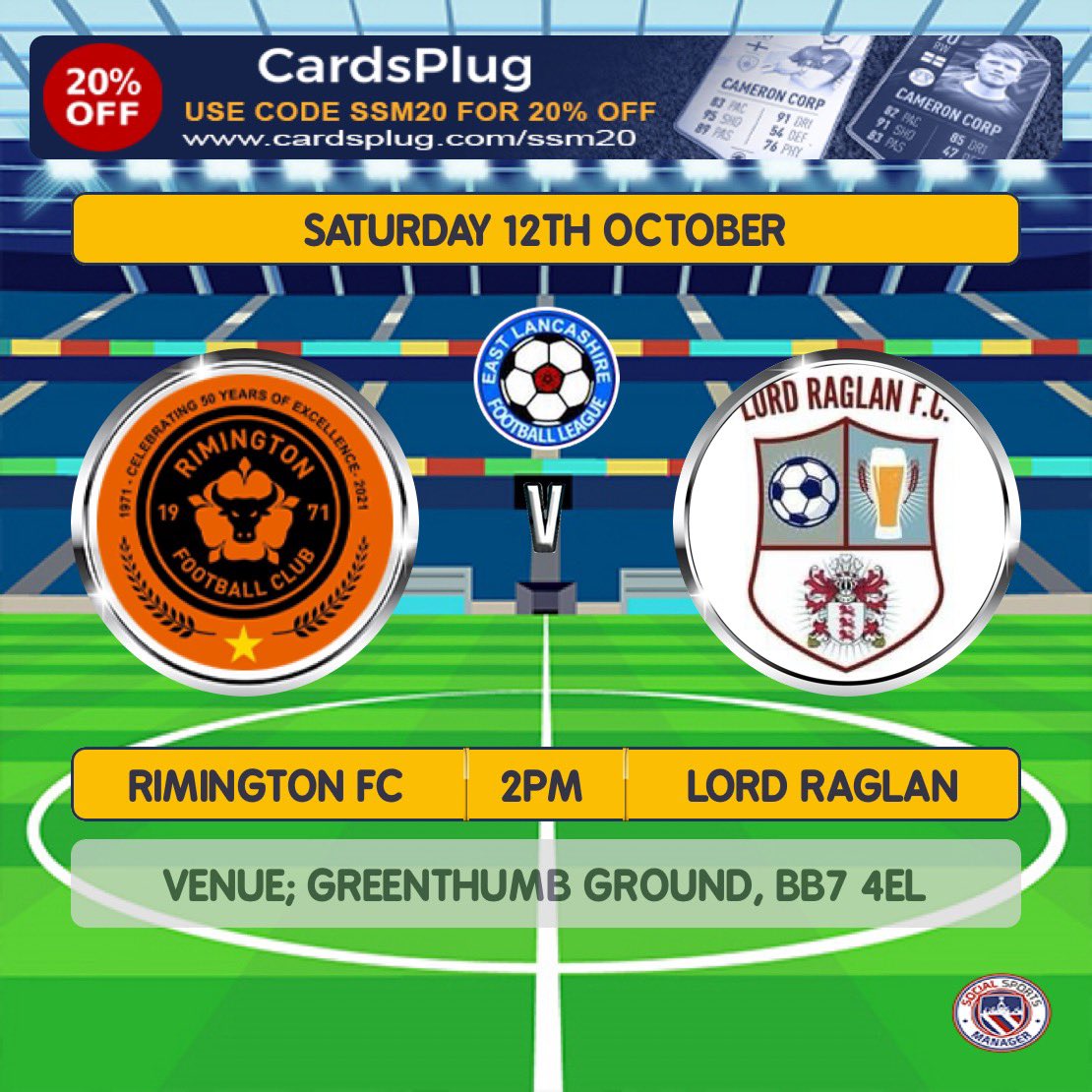 Lord Raglan (@lordraglan_fc) on Twitter photo League Fixture ๐โฝ๏ธ
๐๏ธ Saturday 12th October
๐ <a href="/Rimyfc/">Rimington Football Club ๐ด๓ ง๓ ข๓ ฅ๓ ฎ๓ ง๓ ฟ</a>
๐<a href="/eastlancs_fl/">East Lancashire Football League</a>
โฐ2:00pm kick off
๐Greenthumb Ground, Rimington, BB7 4EL
All support welcome!
#UTR League Fixture ๐โฝ๏ธ
๐๏ธ Saturday 12th October
๐ <a href="/Rimyfc/">Rimington Football Club ๐ด๓ ง๓ ข๓ ฅ๓ ฎ๓ ง๓ ฟ</a>
๐<a href="/eastlancs_fl/">East Lancashire Football League</a>
โฐ2:00pm kick off
๐Greenthumb Ground, Rimington, BB7 4EL
All support welcome!
#UTR