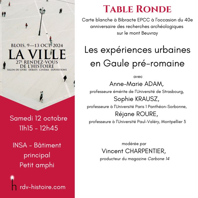 Bibracte (@bibractebeuvray) on Twitter photo Rappel !👉 Bibracte aux <a href="/rdvhistoire/">Rendez-vous-histoire</a> à Blois, c'est ce samedi.
Avec un échange forcément passionnant entre Anne-Marie Adam, <a href="/sophie_krausz/">Sophie Krausz</a> et @RoureRejane, modéré par Vincent Charpentier. Rappel !👉 Bibracte aux <a href="/rdvhistoire/">Rendez-vous-histoire</a> à Blois, c'est ce samedi.
Avec un échange forcément passionnant entre Anne-Marie Adam, <a href="/sophie_krausz/">Sophie Krausz</a> et @RoureRejane, modéré par Vincent Charpentier.