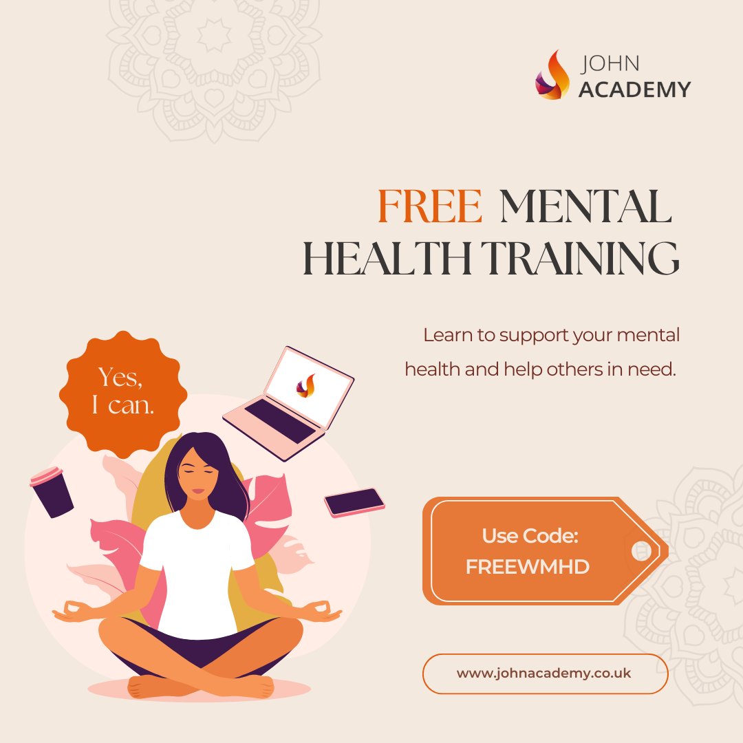 johnAcademyuk's tweet photo. 🔔 Last Day Alert: FREE Access to Mental Health Awareness Training! 🌱

✨ How to Claim:

1️⃣ Add the course: https://t.co/uVCu36GHj3
2️⃣ Enter code FREEWMHD at checkout

Don’t miss out—this offer expires tonight!

#MentalHealthMatters #FreeToday #WorldMentalHealthDay https://t.co/oXhbyVyap9