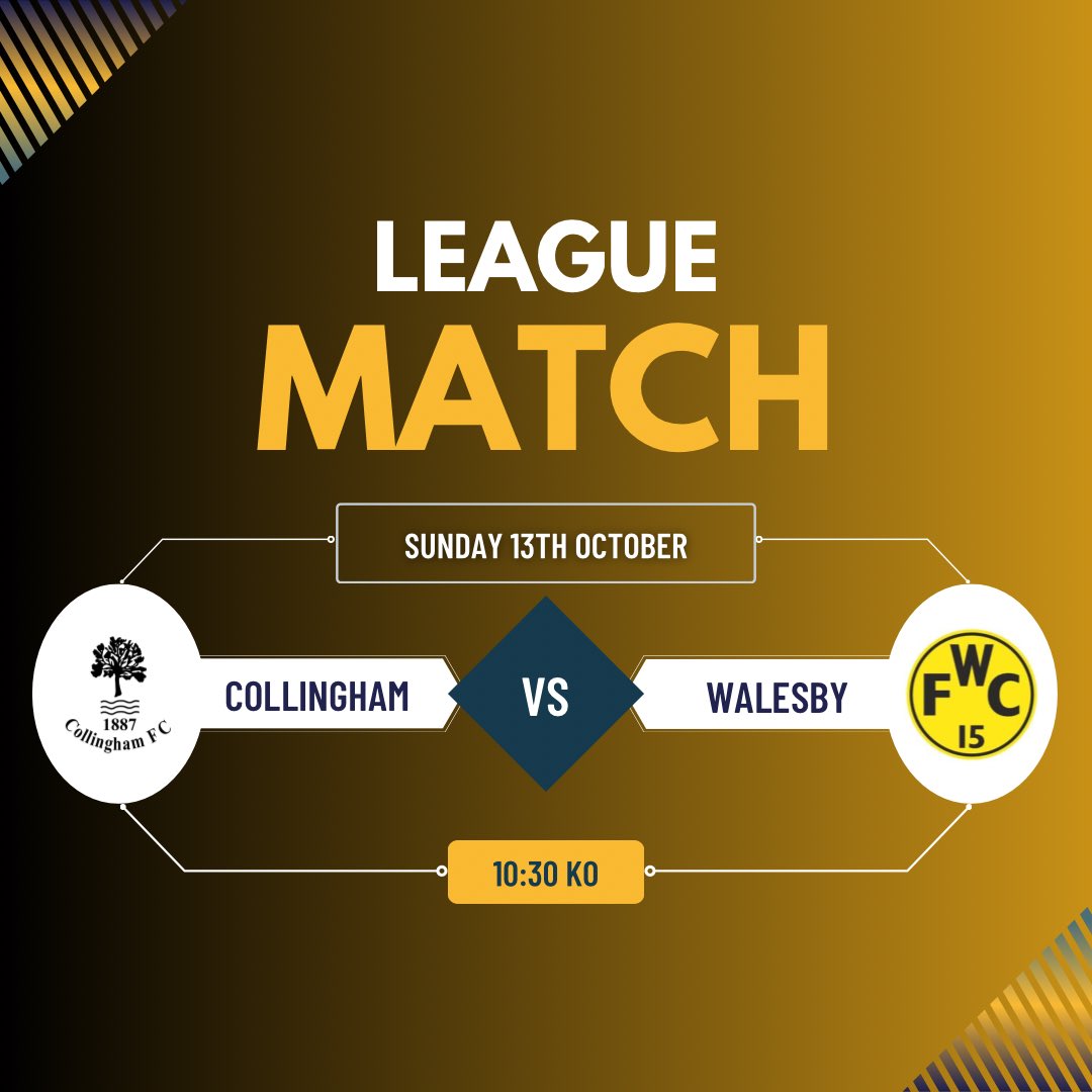 This Sunday we host <a href="/WalesbyFC/">Walesby FC🐝</a> in the league. Will be a good game, so come down and support the lads!⚽️

📅Sunday 13th October

⏰10:30AM

📍Station Road, Collingham, NG23 7LB (Postcode for parking)

#UTC 🟠⚫️