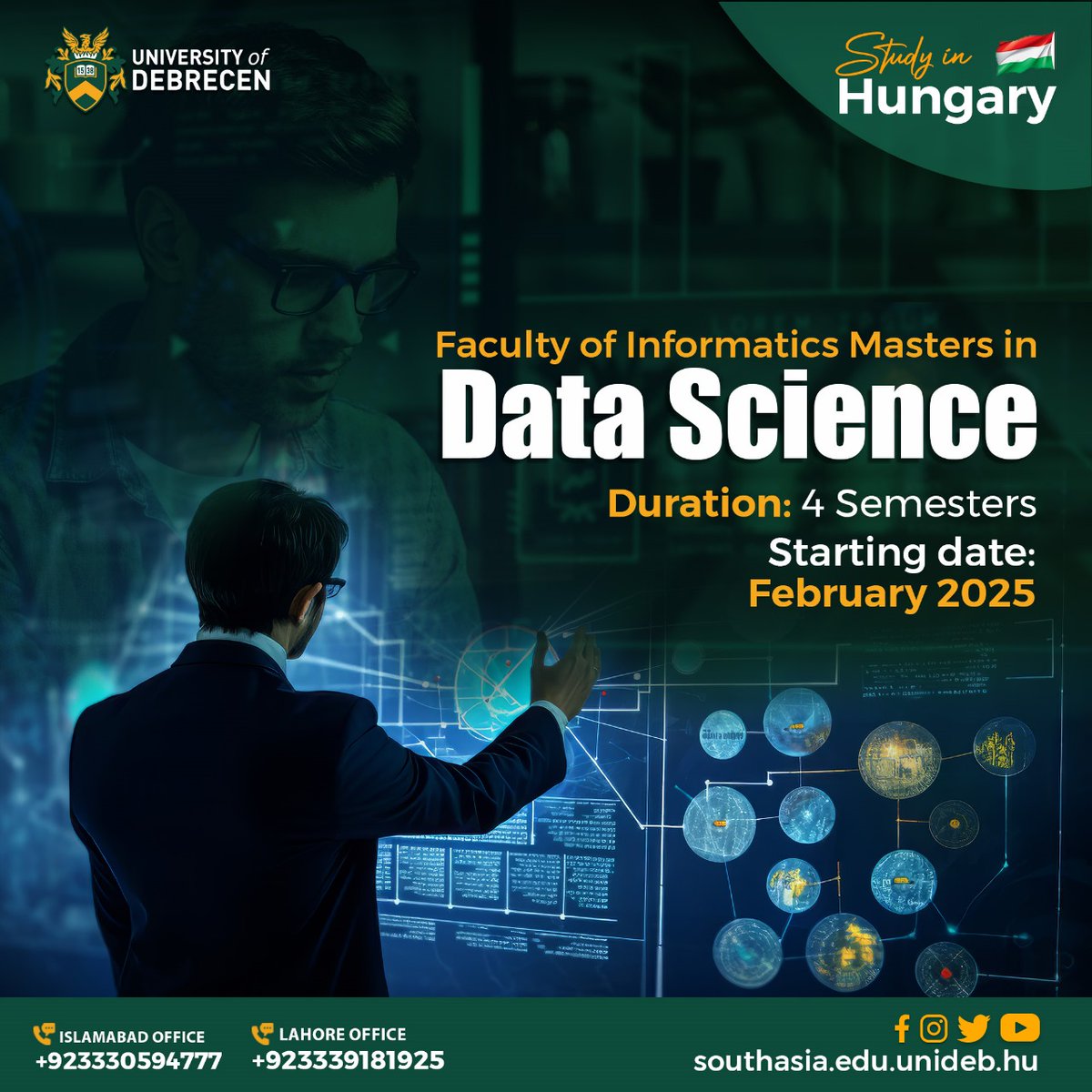 UOD_PK's tweet image. Unlock the future of data science with Masters in Data Science at the University of Debrecen. This 2-year journey offers hands-on industry projects, advanced coursework, and access to expert faculty.
#mastersprogram #handsonlearning #industryprojects