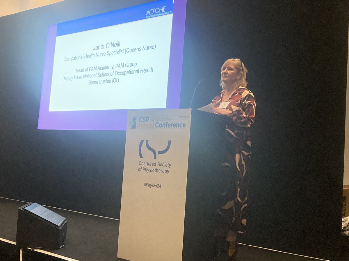 Fantastic start to #physio24 with a challenging session considering the role of physiotherapists in keeping people in work <a href="/paulshawcrossPT/">Paul Shawcross</a> <a href="/ACPOHE/">ACPOHE</a> <a href="/thecsp/">Chartered Society of Physiotherapy (CSP)</a>