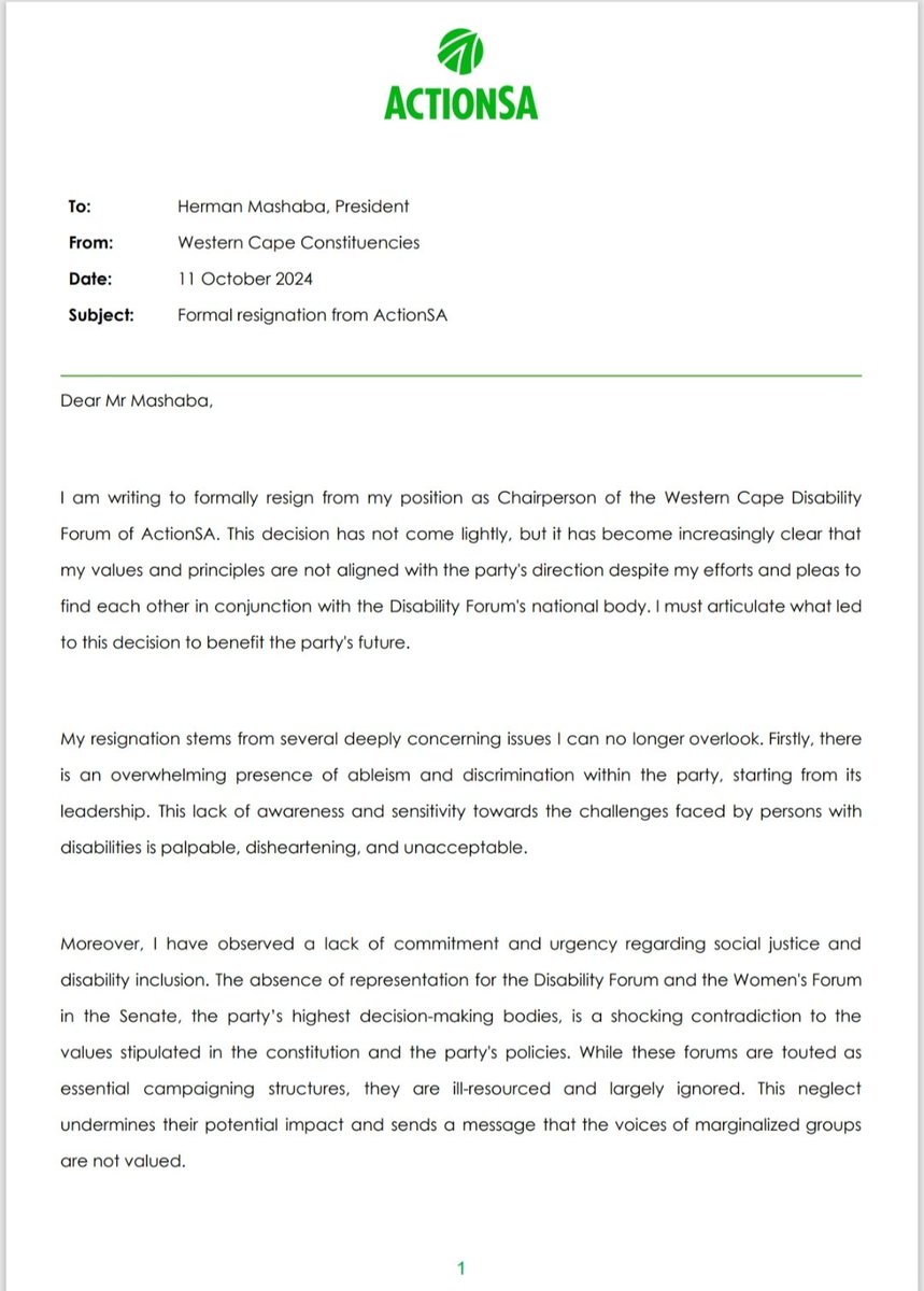 DisabilityF_WC's tweet photo. In recent days, some ActionSA Disability Forum members have expressed their desire for me to lead as National Chairperson. Having just informed the Senate, I would also like to share this update with you. 
@Action4SA
@Notukela_M 
@HermanMashaba 
@Tuksie 
@ActionSA_WC 
@ZenBeingZA https://t.co/9apXWff1Zp