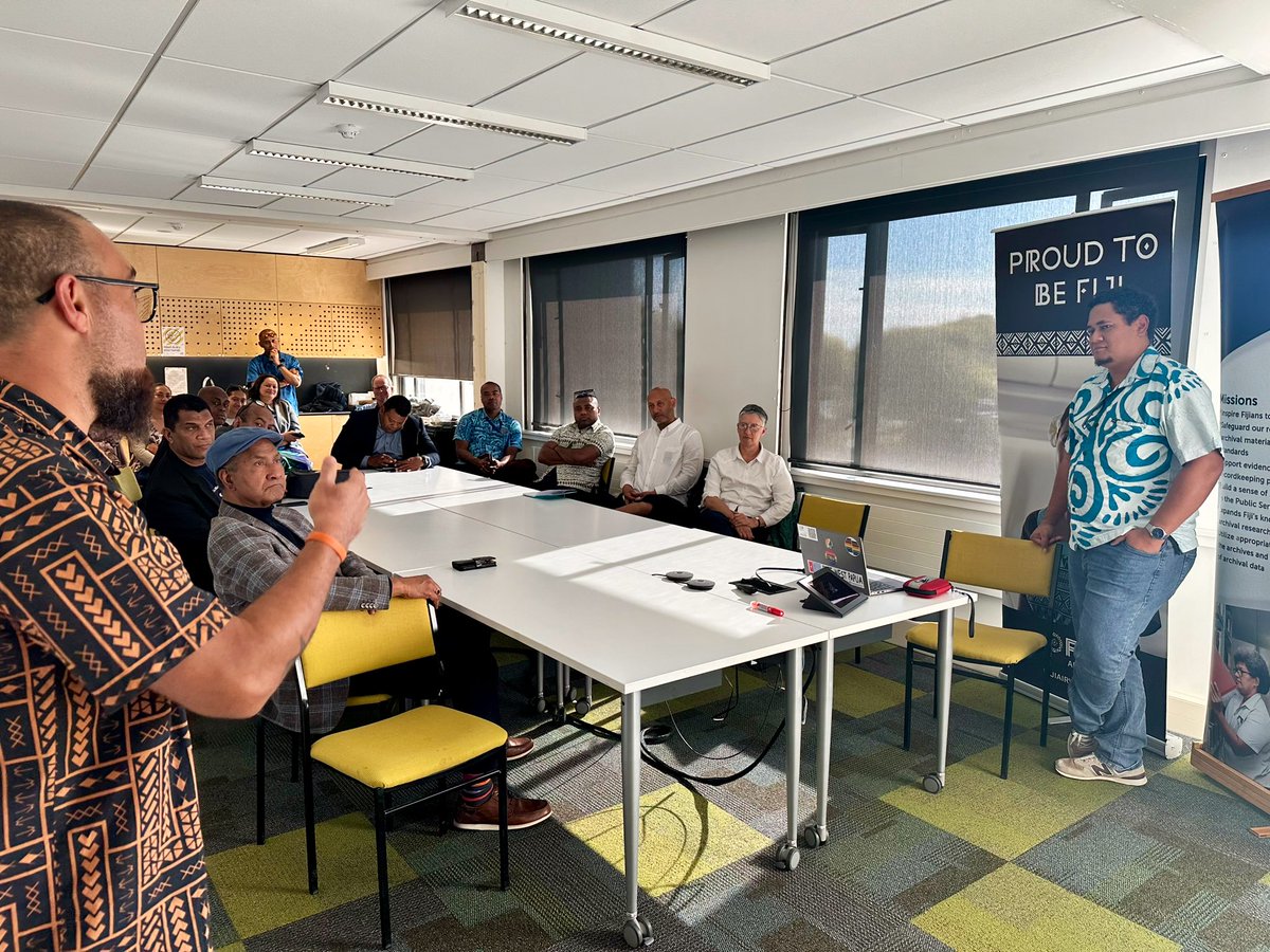 ArielaZibiah's tweet image. PM: #Fiji Archives officials &amp;amp; filmmakers @TumeliTuqota &amp;amp; @dave_lavaki shared how their work contributes to #publicdiscourse &amp;amp; #research to #students, #academic staff at UC &amp;amp; Otago &amp;amp; a delegation from the NZ🇫🇯Mission &amp;amp; MOE, led by  Hon. Aseri Radrodro @ucpacstudies. 1/2
