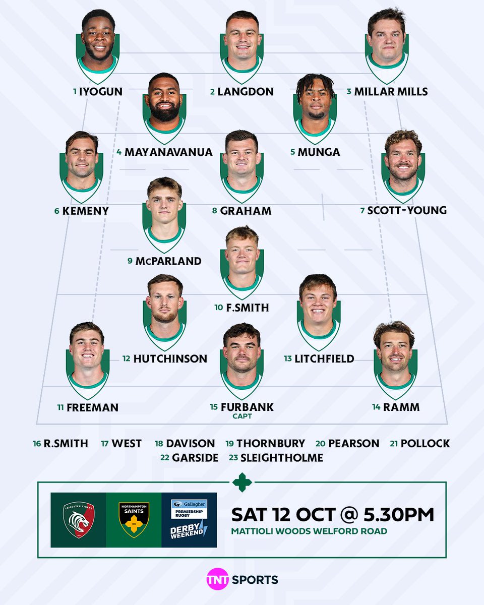COYS 🖤💚💛

Here are your Saints for Derby Day.

northamptonsaints.co.uk/team