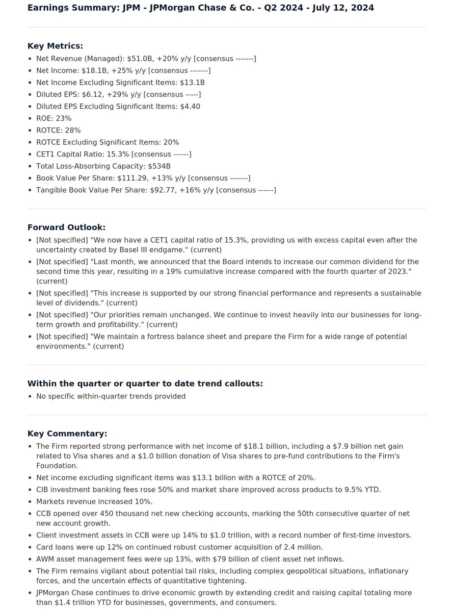 $JPM 3Q24 QUARTER BEAT, Quick Take, by Quilt