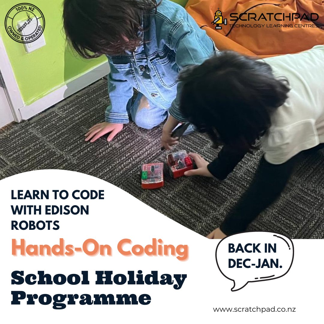 scratchpadnz's tweet photo. 🎉 Our School Holiday Programmes have been nothing short of AMAZING! From coding adventures in Let Us Code 💻, bringing imaginations to life with 3D Printing 🎨🔧, and building robots with Edison Robots 🤖 – the past weeks were filled with learning, laughter, and unforgettable mo https://t.co/ExM2eMEEFd