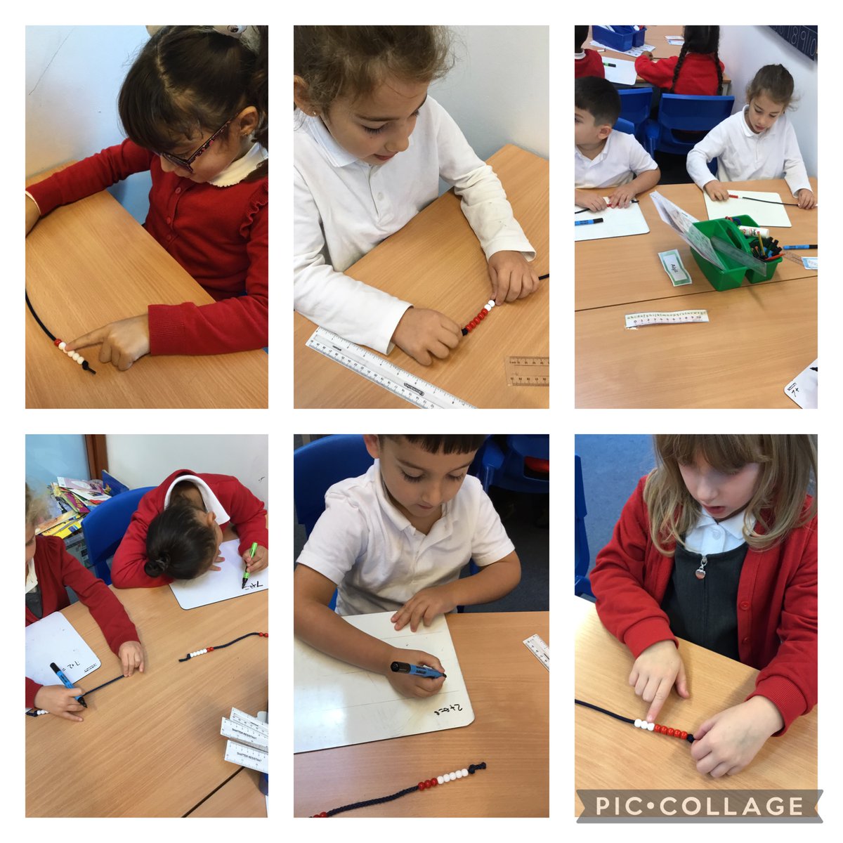 In maths, we used a rekenreks to write number sentences and solve additions. We loved it!
