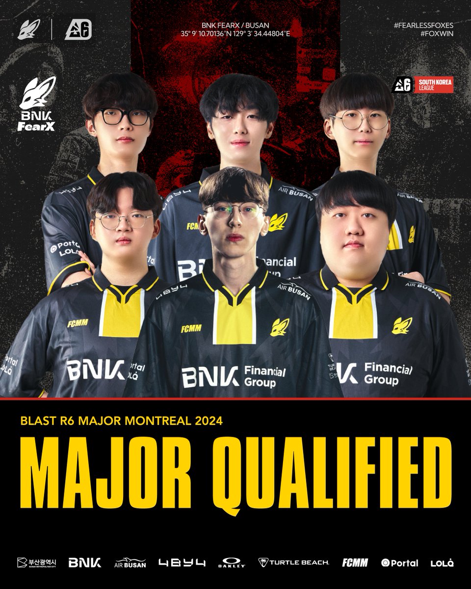 BNKFEARXEsports's tweet image. 𝐁𝐋𝐀𝐒𝐓 𝐑𝟔 𝐒𝐨𝐮𝐭𝐡 𝐊𝐨𝐫𝐞𝐚 𝐋𝐞𝐚𝐠𝐮𝐞 𝟐𝟎𝟐𝟒🇰🇷 | 𝐒𝐭𝐚𝐠𝐞 𝟐 𝐌𝐀𝐉𝐎𝐑 𝐐𝐔𝐀𝐋𝐈𝐅𝐈𝐄𝐃

Major Montreal 2024에 BNK FearX R6 팀이 진출합니다!🔥 시즌 동안 뜨거운 응원을 보내주신 팬 여러분께 감사드리며, 메이저 무대에서 더 강력한 경기력으로 보답하겠습니다.…