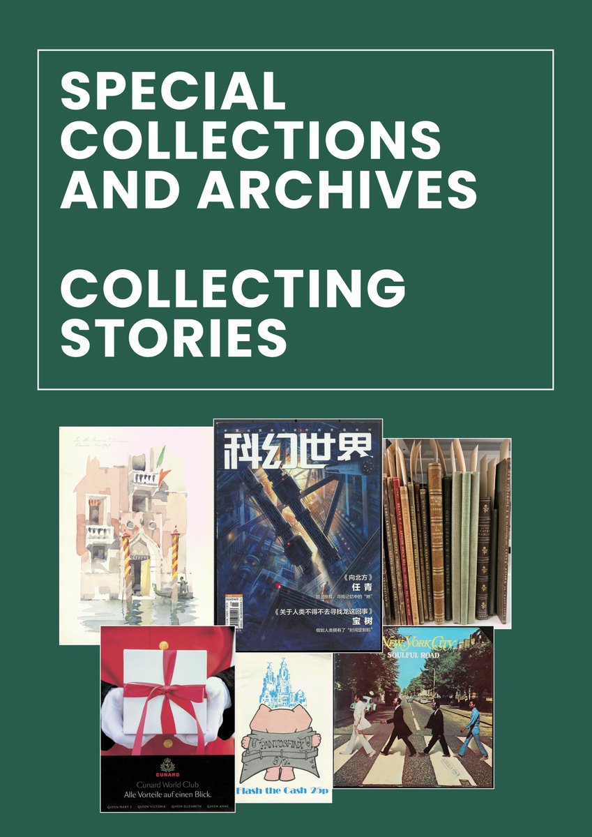 📢New exhibition: celebrating some recent additions to #LivUniSCA. 

Featuring books, magazines, paintings, records, photographs, letters, tapes, programmes, newspapers, menu cards and badges - this exhibition helps to highlight the breadth of our collections: