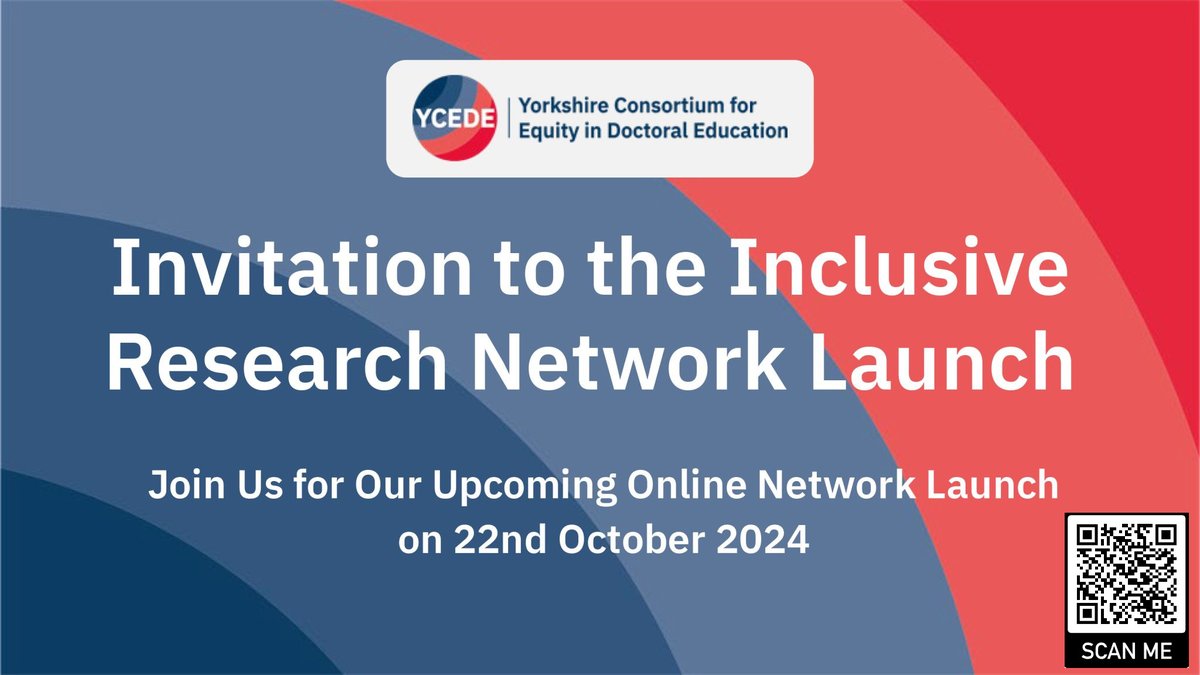 Join our Inclusive Research Network! The webinar includes activities designed to facilitate connections and collaboration. Hear from PhD students, research associates and pre-PhD candidates on the importance of networking. 
22/10/24 - 1.30-3pm
ycede.ac.uk/inclusive-rese…