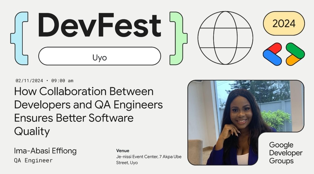 #DevFestUyo SPEAKER SPOTLIGHT❗
Get ready to level up your dev skills with our expert speaker, <a href="/eeimaabasi/">IMAABASI</a>, who is a passionate and dedicated QA Engineer.
Join us at #DevFestUyo as She shares insights on building software quality through teamwork and leveraging automated testing.