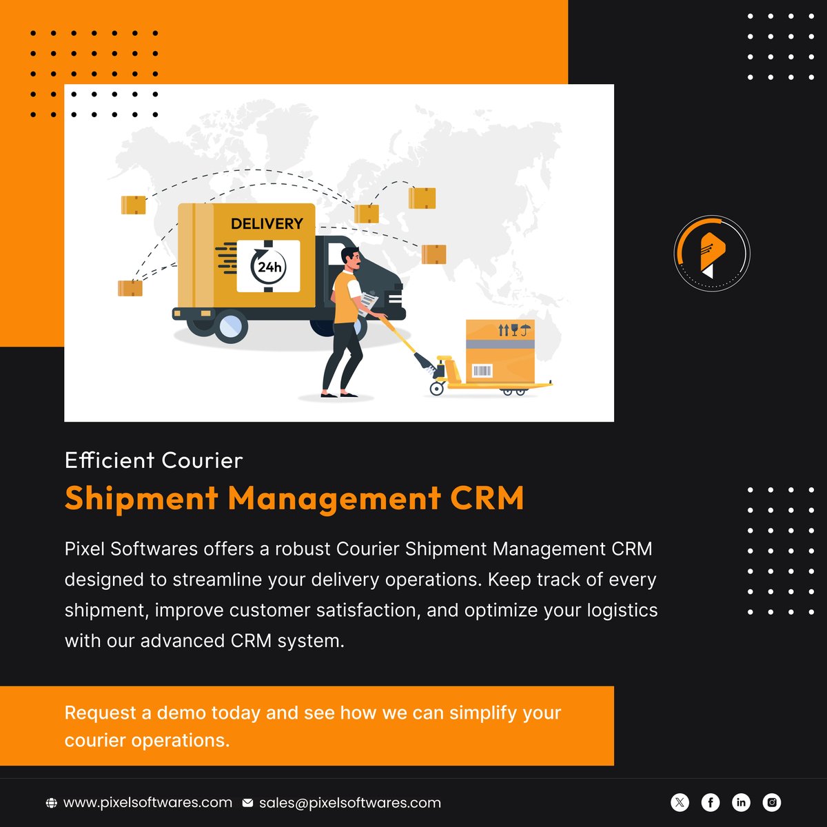 SoftwaresPixel's tweet image. Pixel Softwares offers a robust Courier Shipment Management CRM designed to streamline your delivery operations.
Request a Demo Today!
tinyurl.com/3acbtwjf
#couriercrm #shippingsoftware #couriermanagement #couriermanagementsystem #couriermanage