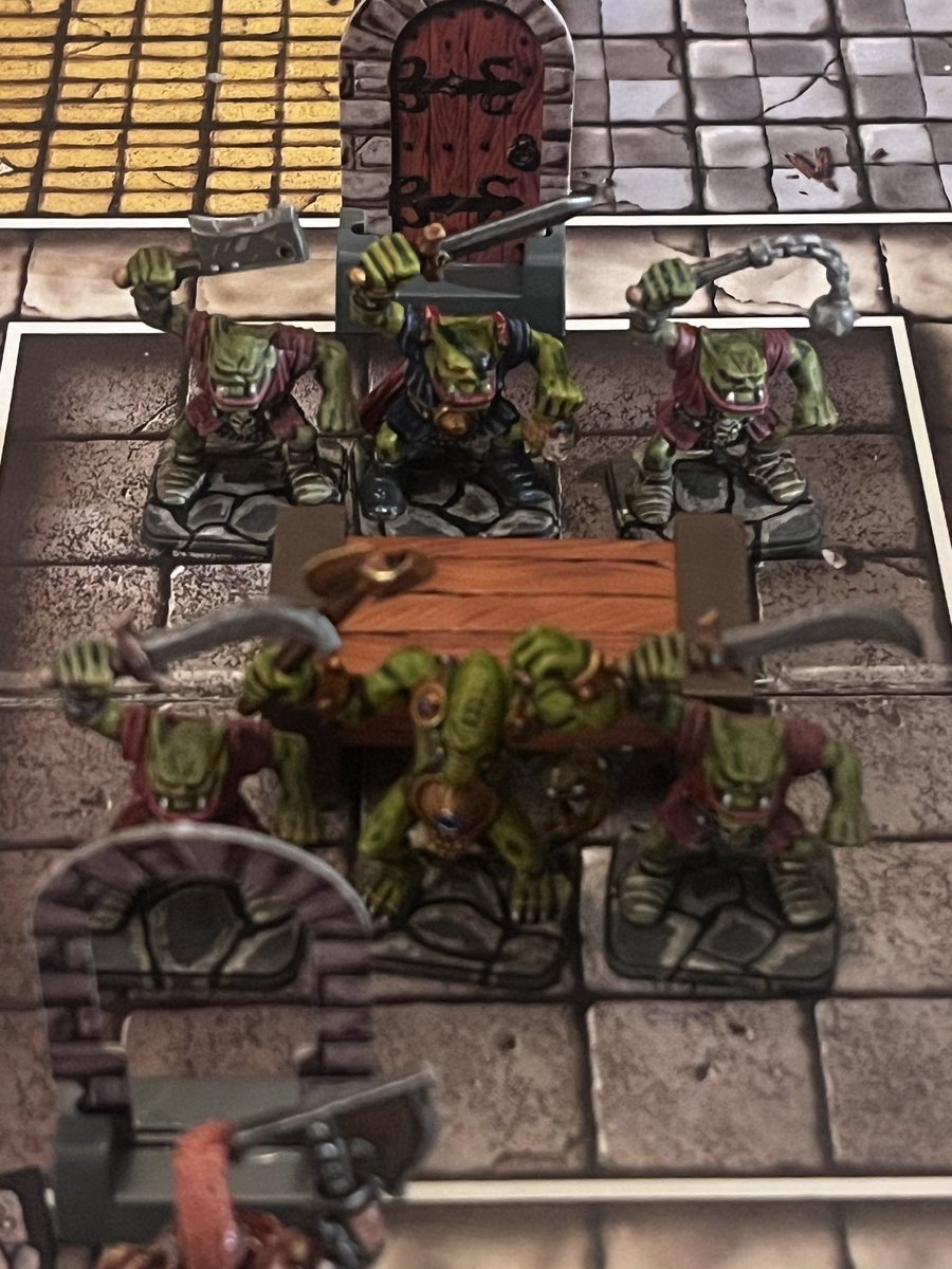 aquestingvole's tweet photo. Played Heroquest “Legacy of the Ork Warlord” with the Kinchlets last night.  

Balin the Dwarf and Sophie the Sorceress escaped the dungeon with seconds to spare.  

Only very minor brother-sister squabbling occurred before teamwork kicked in. 

#Heroquest #boardgames #Oldhammer https://t.co/HpXocY05jk
