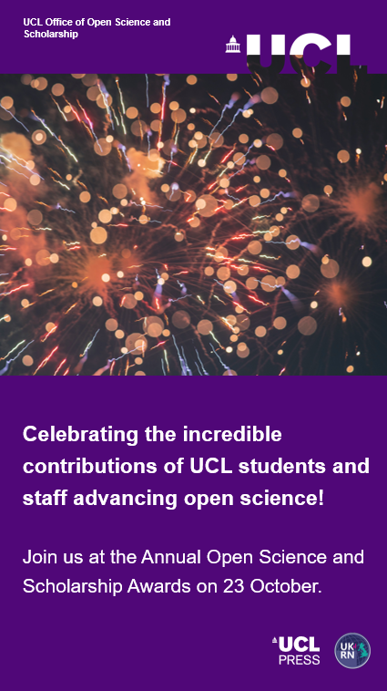 UCL Open Science and Scholarship (@uclopenscience) on Twitter photo Join us for the UCL Open Science & Scholarship Awards 2024 on Oct 23rd, 2-3:30 PM!
Celebrate the amazing contributions to #OpenScience at UCL! 🏆 Limited tickets for UCL staff & students! Register now: shorturl.at/7oa3Y <a href="/ucylpay/">Paul Ayris</a> <a href="/UCLpress/">UCL Press</a> <a href="/UCLSpecColl/">UCL Special Collections</a> <a href="/UCLResearch/">UCL Research</a> Join us for the UCL Open Science & Scholarship Awards 2024 on Oct 23rd, 2-3:30 PM!
Celebrate the amazing contributions to #OpenScience at UCL! 🏆 Limited tickets for UCL staff & students! Register now: shorturl.at/7oa3Y <a href="/ucylpay/">Paul Ayris</a> <a href="/UCLpress/">UCL Press</a> <a href="/UCLSpecColl/">UCL Special Collections</a> <a href="/UCLResearch/">UCL Research</a>