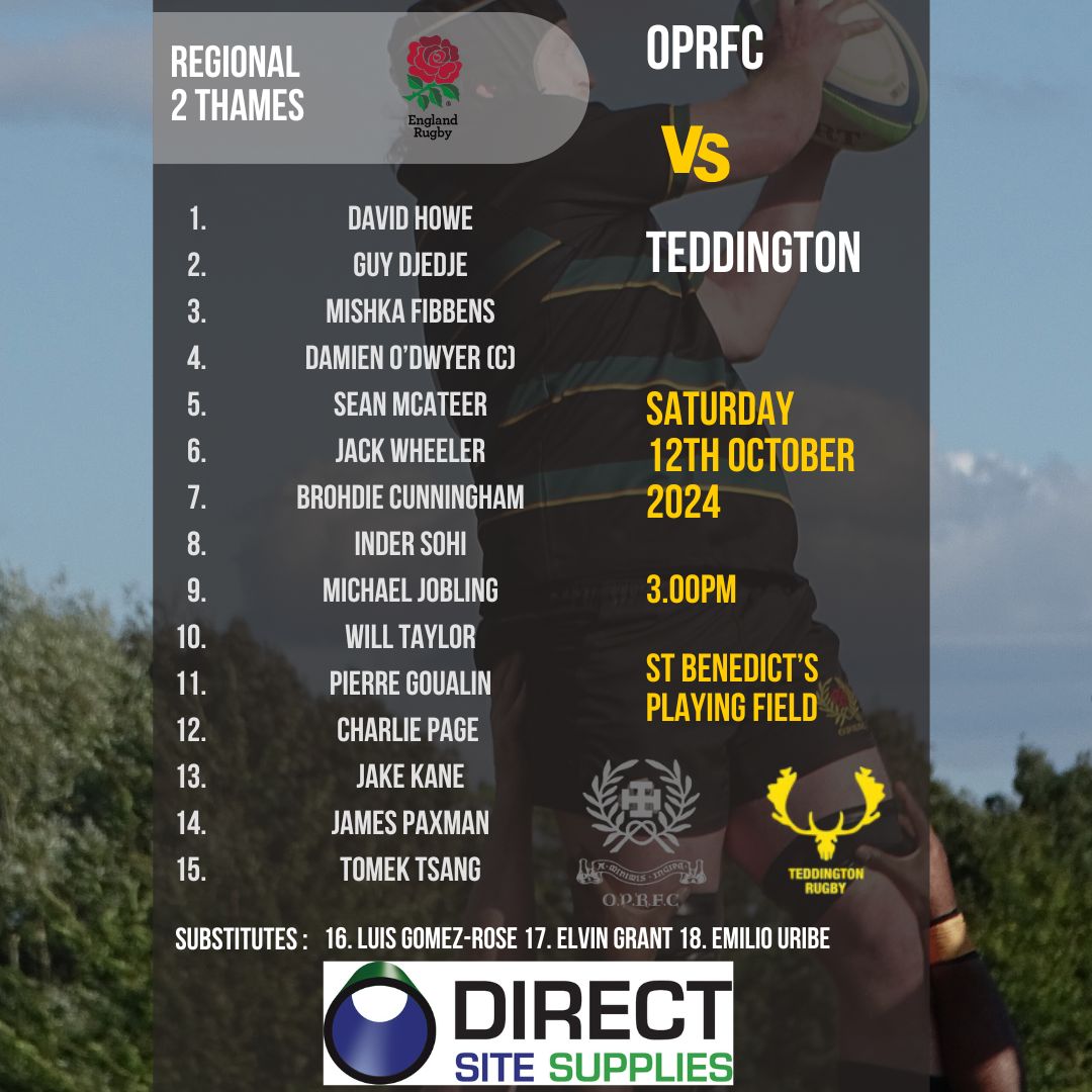 𝐓𝐄𝐀𝐌 𝐍𝐄𝐖𝐒

𝐎𝐏𝐑𝐅𝐂 𝐯 𝐓𝐄𝐃𝐃𝐈𝐍𝐆𝐓𝐎𝐍

And we're back...

A first league meeting between the Twisters and <a href="/teddingtonrfc/">Teddington RFC</a> , as we welcome our South West London visitors to Perivale!

OPs team news here below :
tinyurl.com/wrfv9kys