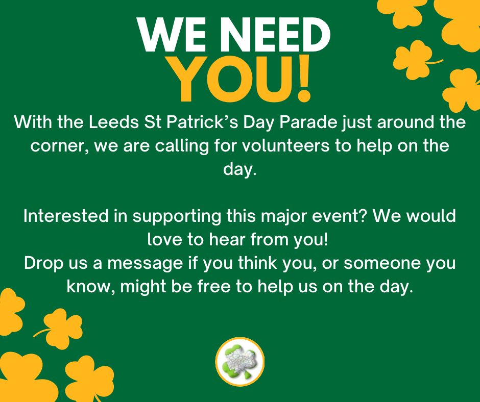 We can't wait to see you at the parade on Sunday 16 March 2025 at Millennium Square! 
☘️Message us if you would like to help out on the day.