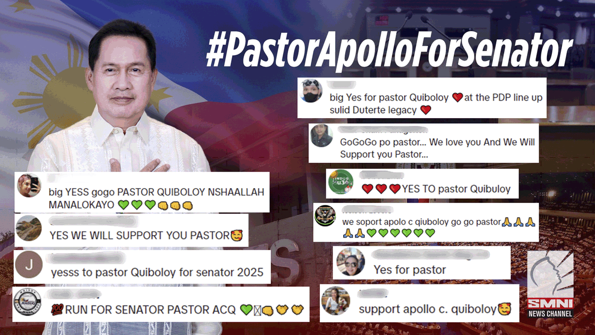 smninews's tweet photo. Netizens, nagpahayag ng kanilang pagsuporta sa pagtakbo ni Pastor ACQ bilang senador sa 2025 midterm elections
#Senate2025
#ParaSaDiyosAtPilipinas
#PastorApolloForSenate
#LeadwithExcellence
#PilipinasKongMahal
#KOJC https://t.co/v7HkvvwvmD