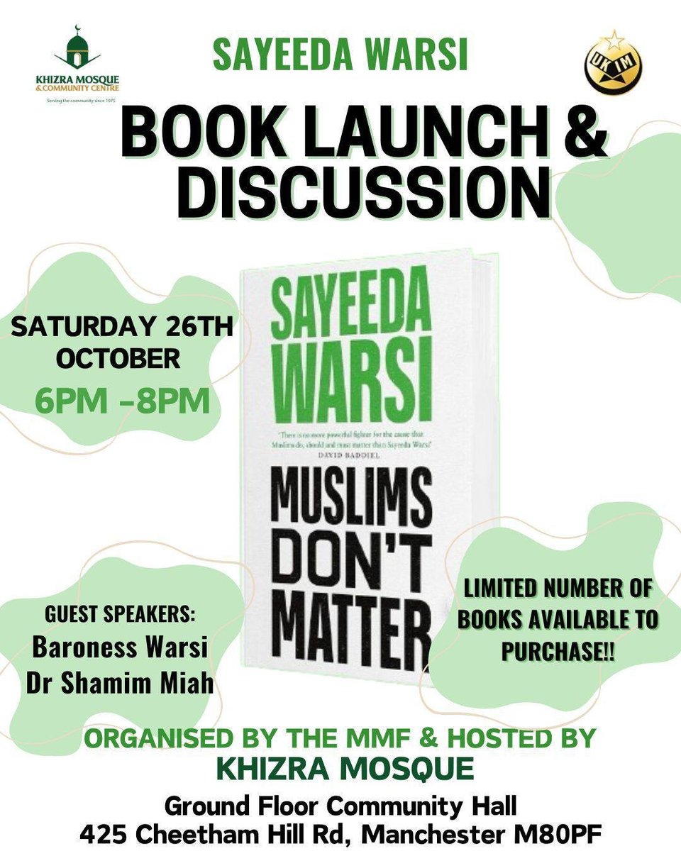 Dr Shamim Miah (@shamim1) on Twitter photo Looking forward to chairing <a href="/SayeedaWarsi/">Sayeeda Warsi</a> 's timely book titled 'Muslim Don't Matter'. Details below for the Manchester event. Looking forward to chairing <a href="/SayeedaWarsi/">Sayeeda Warsi</a> 's timely book titled 'Muslim Don't Matter'. Details below for the Manchester event.