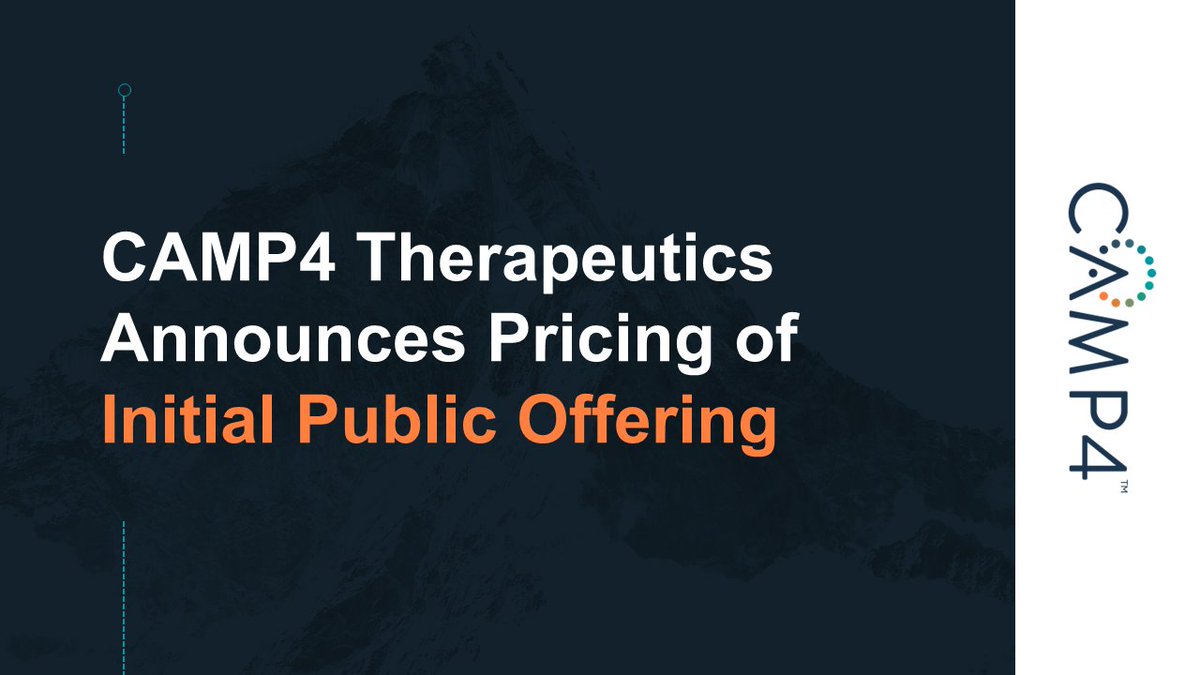 Yesterday we announced pricing of our Initial Public Offering. Read our full press release here: camp4tx.com/camp4-announce…