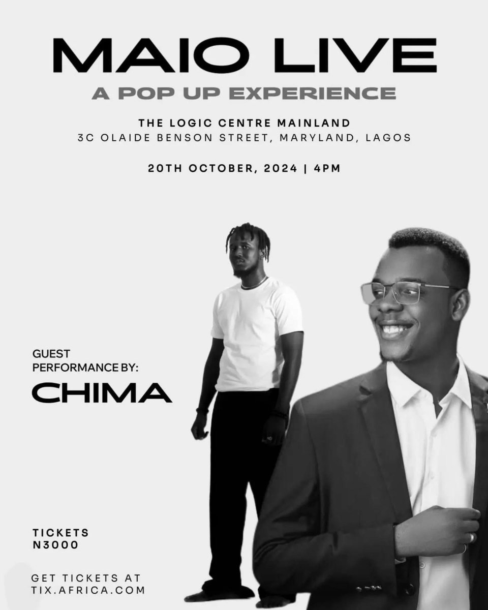 maiomusic_'s tweet photo. "...it's CHIMAAAAAA"
@chimaudoye has one of the best voices I've ever heard! From meeting last year at @nigerianidol to being roommates this year and watching him win the show, he's someone I'm proud to know and be a part of his story!
#maio #maiolive #htszn https://t.co/4nmHglwO9K